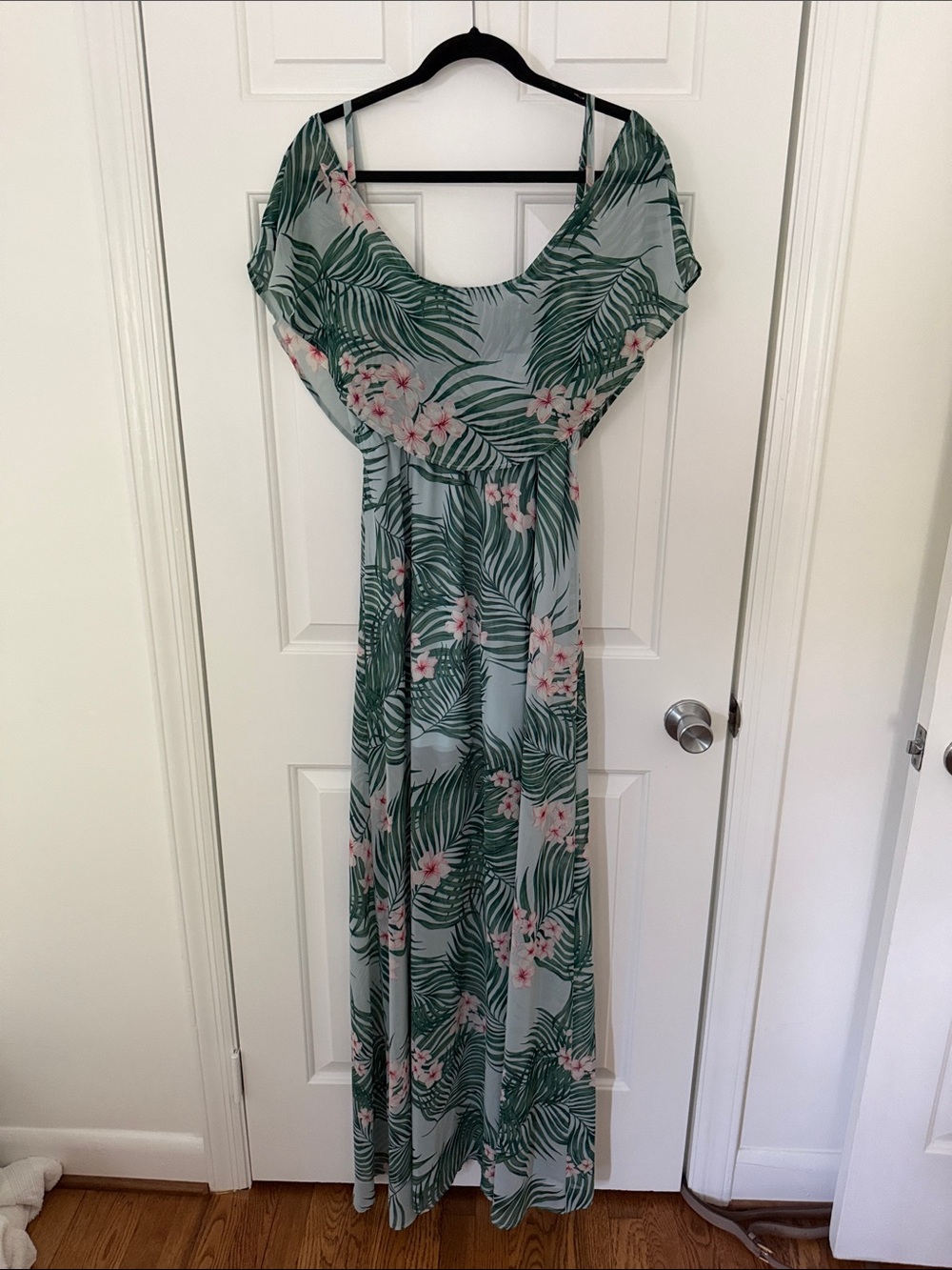 Show Me Your MuMu Green Tropical Floral Maxi Dress with Pink Accents